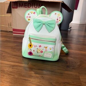 Loungefly Mint & White Floral Minnie Ear Mini Backpack